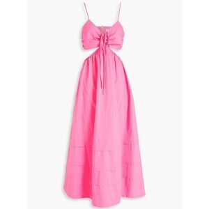 NICHOLAS baylee cutout gathered front cotton-poplin midi dress in flamingo pink
